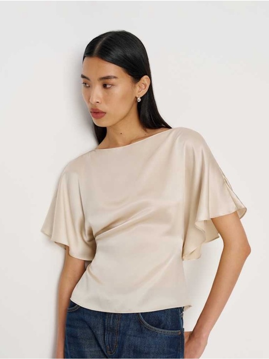 Reformation Tops - Reformation Avery Silk Top in Almond